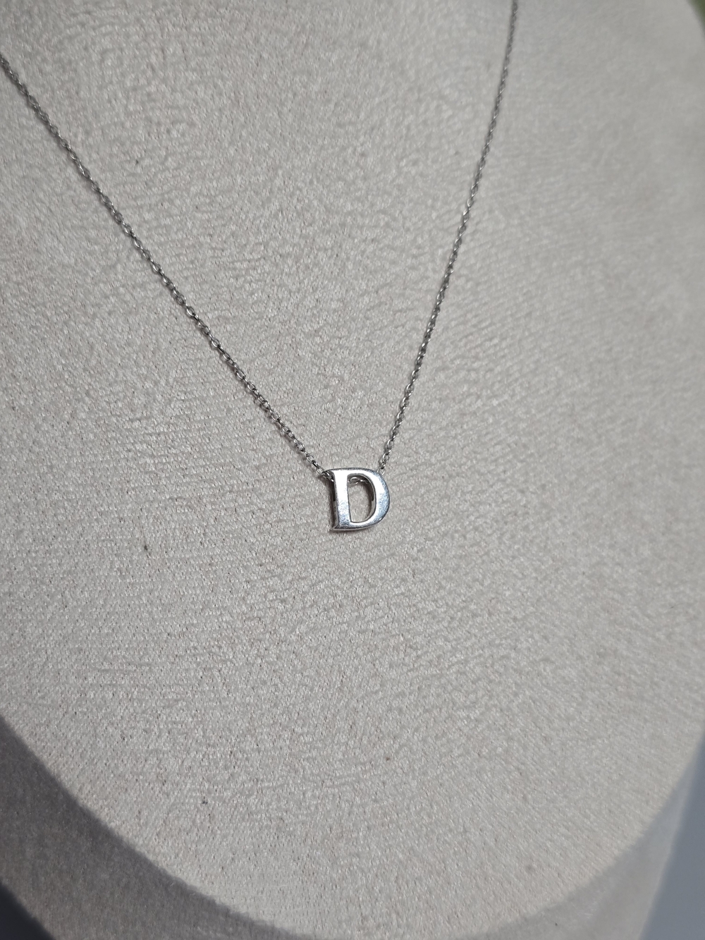 D Initial Pendant Necklace Sterling Silver